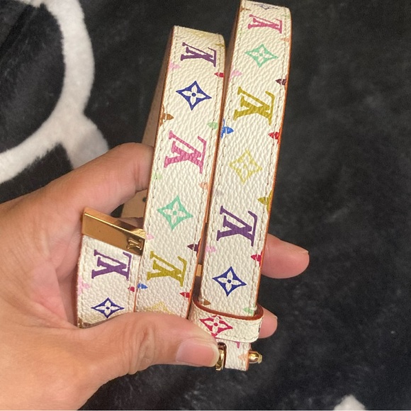 💯% LOUIS VUITTON multi color murakami thin belt - Picture 5 of 6